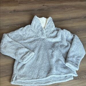 Cozy Gray Sherpa Pullover